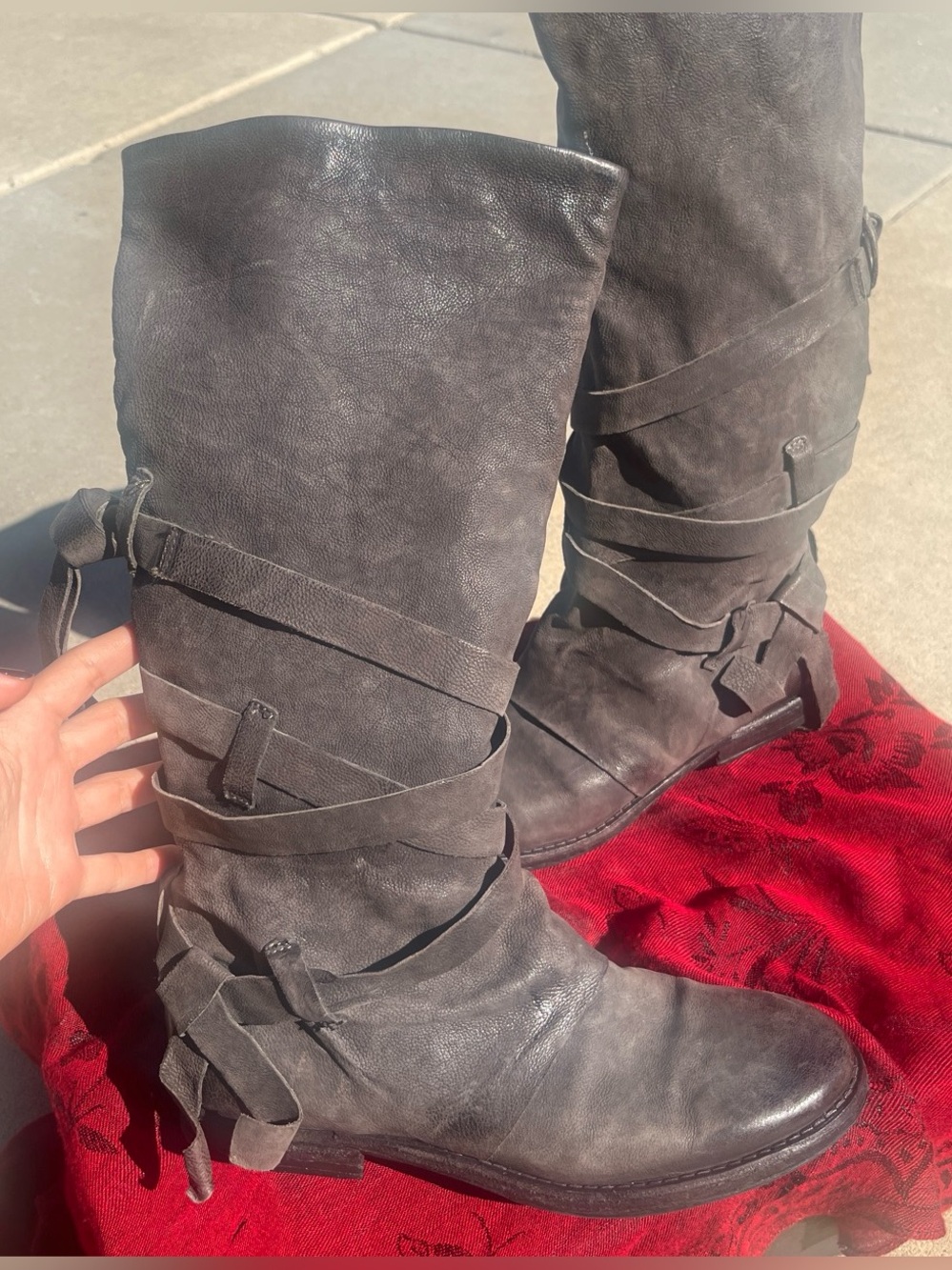 A.S. 98 Leather Strappy Knee Boots